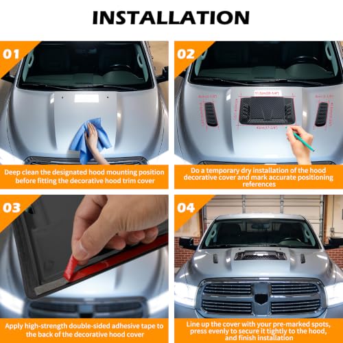 Image of Universal Hood Air Vent 3PCS,Car Hood Vents,Hoods Vents for Trucks, Universal Hood Scoop for Cars,Suit for Colorado, Dodge Ram 1500 2500 3500,GMC Sierra(Carbon Fiber Pattern)