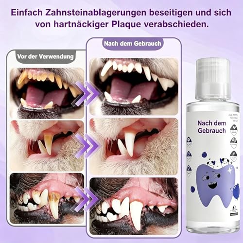 Fluffy Smile Dental Hund, Natürliches Geschmackloses Zahnreinigungs- Mundwasser, Erfrischt den Atem des Hundes und Fördert Gesundes Zahnfleisch (200ml * 3 Flasche)-3