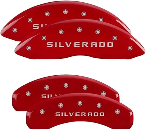 MGP Cubiertas para Calibrador de Freno Compatibles con Chevrolet Silverado, Tahoe, Suburban 2019-2025 - Acabado de Pintura Electrostática Roja,