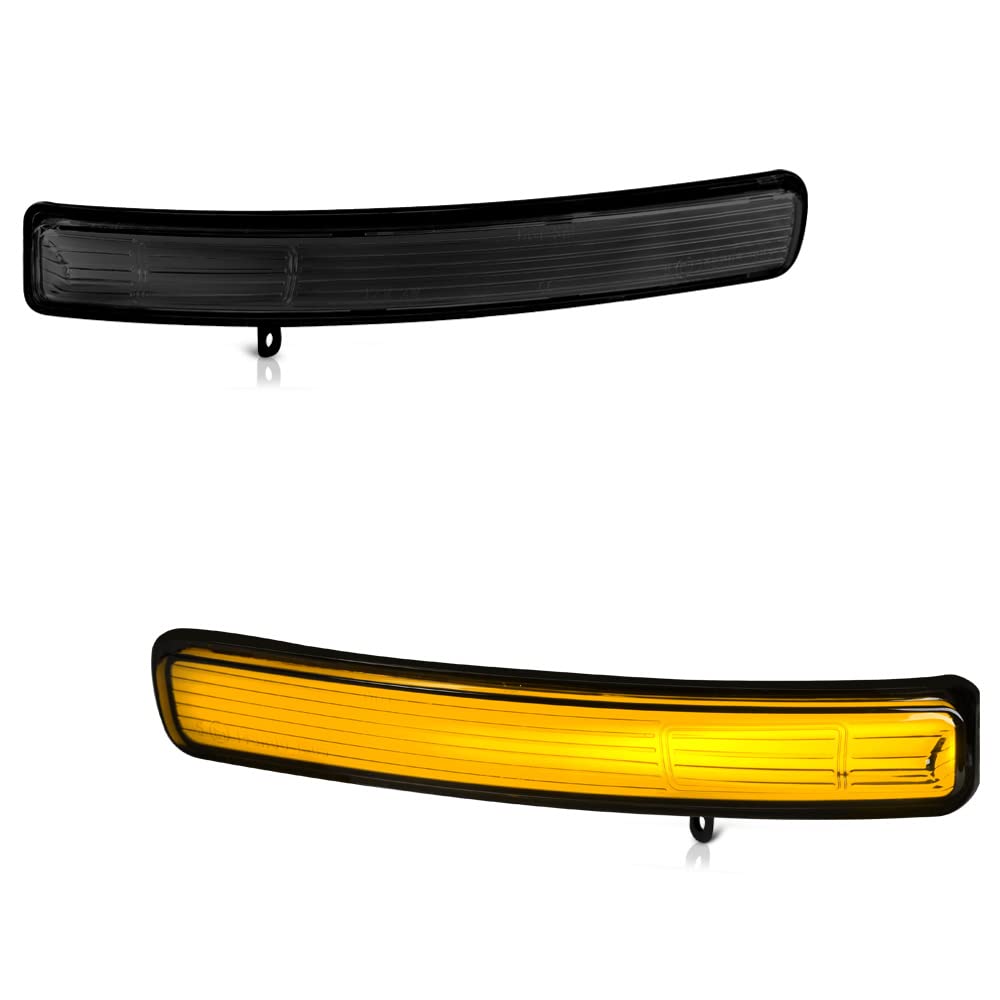 VIPMOTOZ Sequential Amber LED Tube Side Mirror Turn Signal Lamp Compatible With 2011-2019 Ford Explorer Smoked Tinted Lens Black Housing Driver & Passenger Side Pair Set