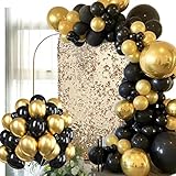 (103 PCS) Metallic Gold & Black Balloon Garland Birthday Party Kids Confetti Baby Bridal Shower Wedd