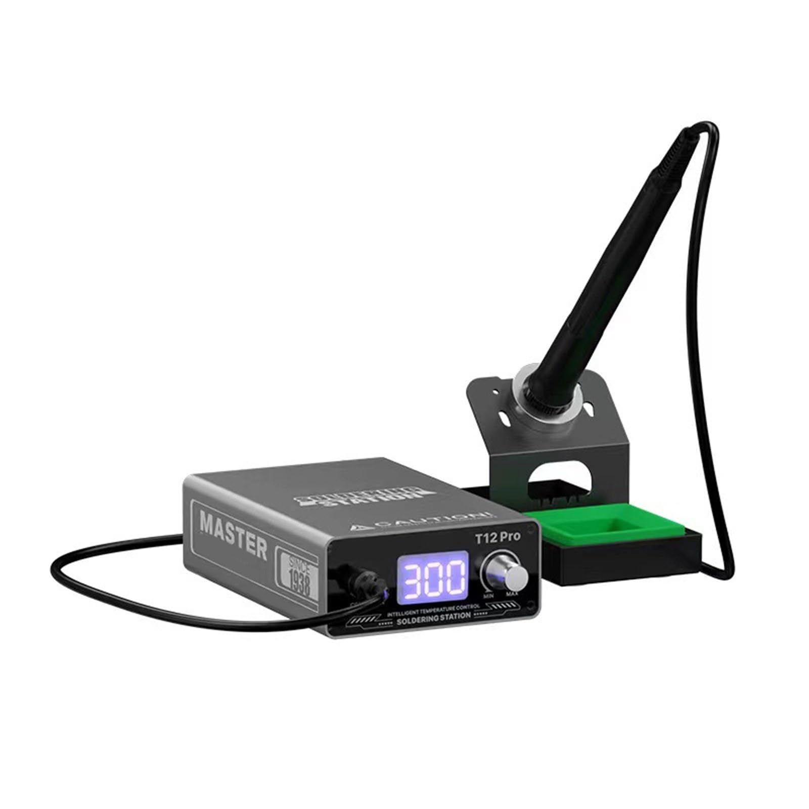 Stazione saldatura per riparazioni elettroniche T12 con schermo digitale della temperatura, supporto calibrazione, vassoio supporto per tecnici e utenti hobbistici Strumento saldatura