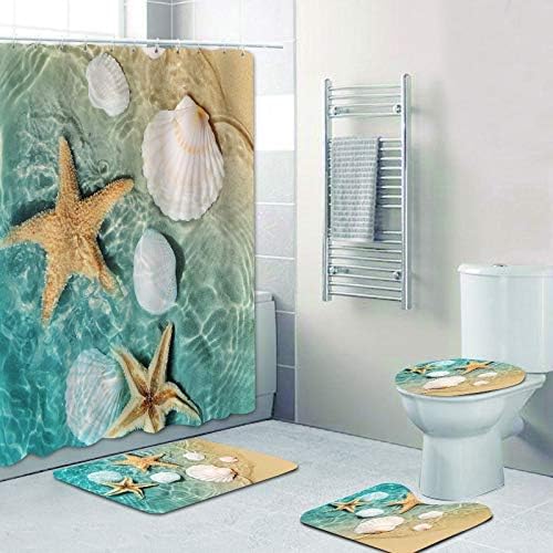 Miniatura 2 de Wodejia - cortina de baño, cubierta de inodoro, alfombra, accesorios de cuatro piezas, tela de poliéster, impresión 3D