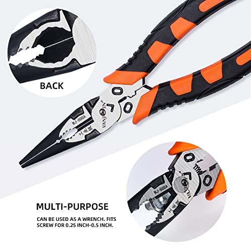 Vanjoin Needle Nose Pliers, 6.5-Inch Needle-Nose Pliers With Wire Cutter Pliers/Wire Crimping Tool, Long Needle Nose Pliers For Removing Screws Cutting Jewelry Making Fishing #TOP4