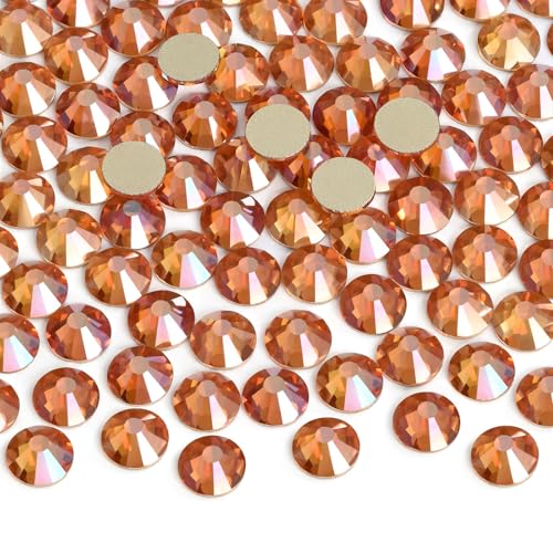 Image of Crystal Flatback Rhinestones Gems for Crafts 1.4mm SS3, Amber | Glue Fix, 2880pcs Glass Rhinestones for Crafting, Clothes, Tumblers, Nail Art, Shoes, Bags, Caps & Accessories Decoration