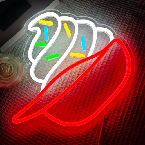 Image of Ice Cream Neon Sign ice cream neon light ice cream signs for wall decor Business Store Cafe Drink Shop calssroom Restaurant Decor Adjust Brightness