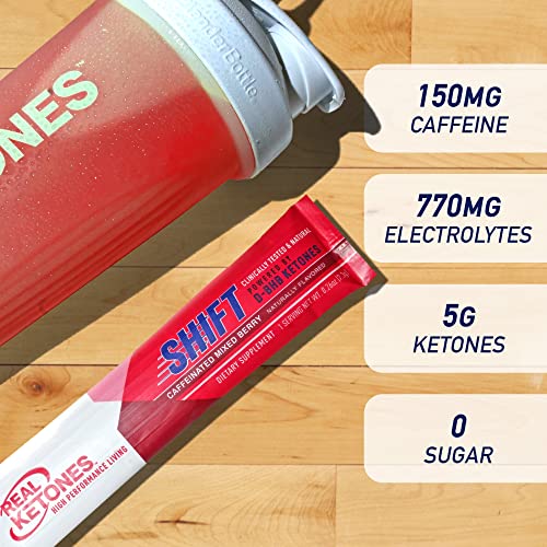 Real Ketones Shift Exogenous Ketone Bhb + Caffeine + Keto Electrolytes, Mixed Berry Drink Mix Powder, 30 Packets, For Rapid Ketosis #TOP2