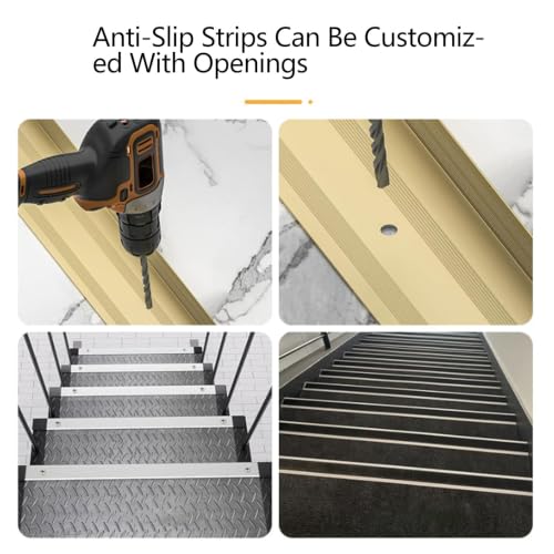 Protector de borde de escalera antideslizante de aluminio de 3 piezas blanco 5