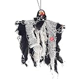 PRETYZOOM Fantôme volant effrayant à suspendre pour Halloween, squelette et fantôme animé, sorcière, Halloween hanté, accessoire pour cour, bar, fenêtre, maison hantée (orange)