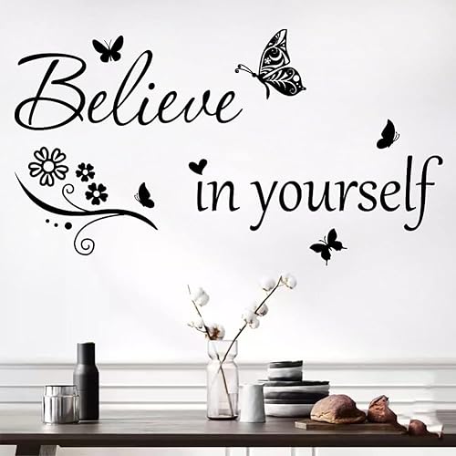 Miniatura 30 de Calcomanías de vinilo con frases motivacionales para pared, con texto en inglés "I Can Do All Things Through Christ Who Strengthens Me", citas