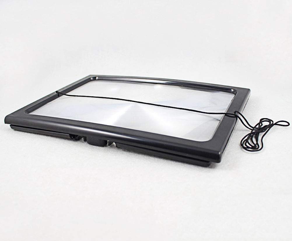 EUQKKWLOY Lupa LED 3X, Rectangular, tamaño A4, Grande, Plegable, Manos Libres, Ideal para Escritorio, Mesa, tareas y Manualidades.