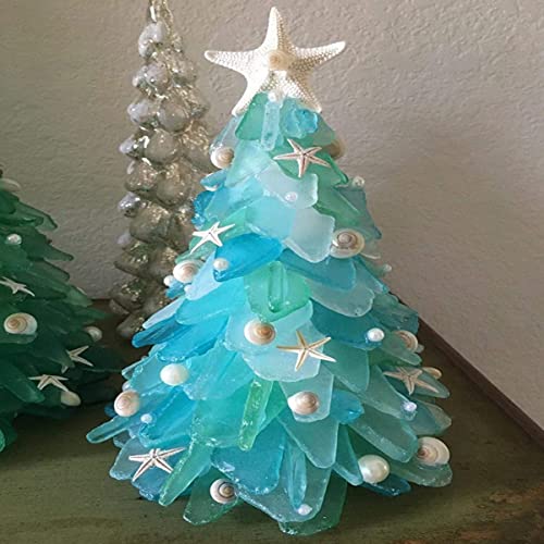 Christmas Sea Glass Tree, 15/20Cm Green Pine Resin Christmas Tree, Sea Glass Christmas Tree Decoration Creative Diy Table Top, For Christmas Decoration (20Cm) #TOP3