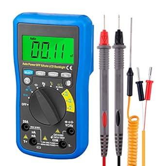 Digital Multimeter Tester - 4000 Counts Auto Ranging Electrical Meter for DC/AC Amp Volt Ohm Cap Hz Temp Duty Cycle, Test Diode and Relative Value with Backlit Display