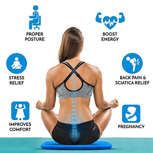 Gel Seat Cushion,SUPTEMPO Enhanced Seat Cushion,Double Gel Egg Honeycomb Design Thick Seat Cushion,for Pressure Relief Back Tailbone Pain,Car Travel Wheelchair(with Black Cover)
