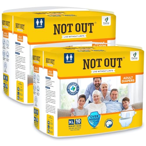 Image of Adult Tape Diapers - Overnight Protection with 3D Core, Odour Control & Up to 12-Hour Absorption | Extra Large (48-68 Inches) | 20 Diapers | Pack of 2