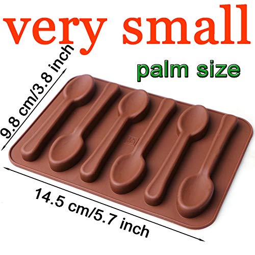 Nuomi 2 Pack Silicone Spoon Chocolate Molds 6 Cavities Candy Making Molds Diy Specialty Bakeware, Brown, Small-14.5X9.8 Cm #TOP3
