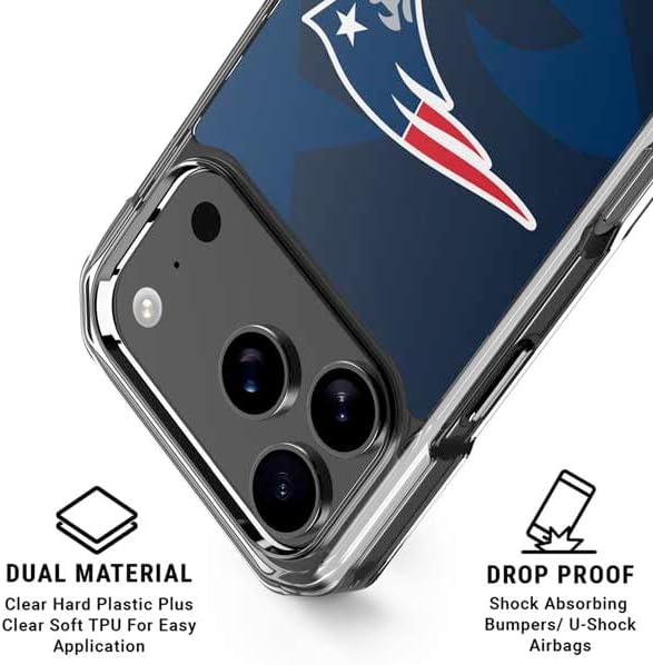 Skinit Clear Phone Case Compatible with iPhone 17 Pro Max - Officially Licensed NFL New England Patriots Double Vision Design