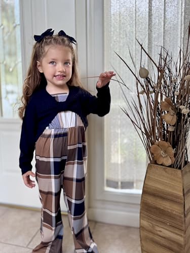 Image of HIHA Girls Sleeveless Jumpsuits Outfit Long Sleeve Twist Front Tops Romper Clothes Set Size 4-12