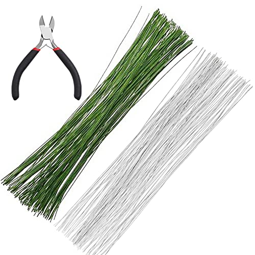200Pcs Floral Wire With Flower Stem Cutter, 26 Gauge White Floral Wire And Green Florist Wire, 14 Inch Floral Arrangement Kit For Flower Craft Wreath Making Supplies Flower Arrangement Supplies #TOP3