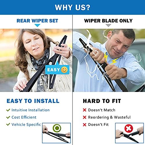 WTI Rear Wiper Arm Blade Set Compatible With Subaru Forester 2010-2020 Rear Windshield Window Wiper Kits Assembly New Replacement Accessories Parts Fit 86532SC180 86538AG080