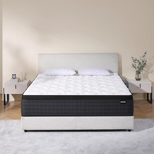 King Size Mattress, 12 Inch Hybrid Memory Foam Mattress in a Box, Medium Firm with Individual Pocket Spring, CertiPUR-US