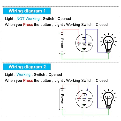Jiqi Latching Push Button Switch 22Mm 3A Ring Led 12V-24V Black Metal Pushbutton Switch 1No 1Nc Self-Locking Waterproof Aluminum Shell With Wire Socket Plug 5/8''(Yellow,Pack Of 2) #TOP5
