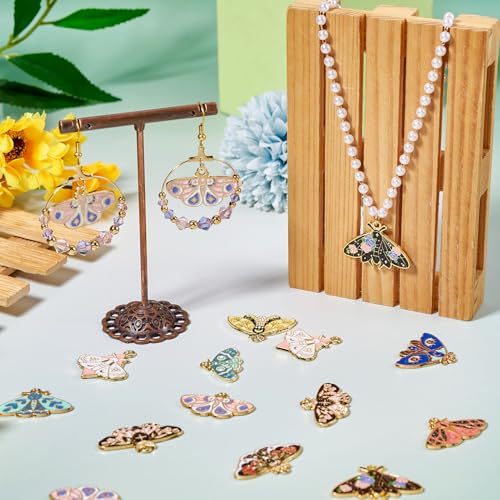 Spritewelry 24Pcs Enamel Butterfly Charms for Jewelry Making Alloy Colorful Butterfly Insect Pendants Gothic Style Metal Enamel Moths Pendants for DIY Necklace Earrings
