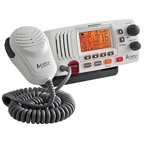 Cobra MR F57W Fixed Mount VHF Marine Radio – 25 Watt VHF, GPS Capability, Submersible, LCD Display, Noise Cancelling Microphone, NOAA Weather Channels, Signal Strength Meter, Scan Channels, White Cobra MR F57W Fixed Mount VHF Marine Radio – 25 Watt VHF, GPS Capability, Submersible, LCD Display, Noise Cancelling Microphone, NOAA Weather Channels, Signal Strength Meter, Scan Channels, White