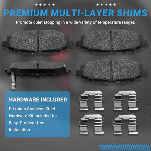 Image of Brake Pads Rear Set Compatible with Subaru BRZ WRX Outback Impreza Legacy, Scion FR-S Automotive Replacement Rear Brakes Ceramic D1114