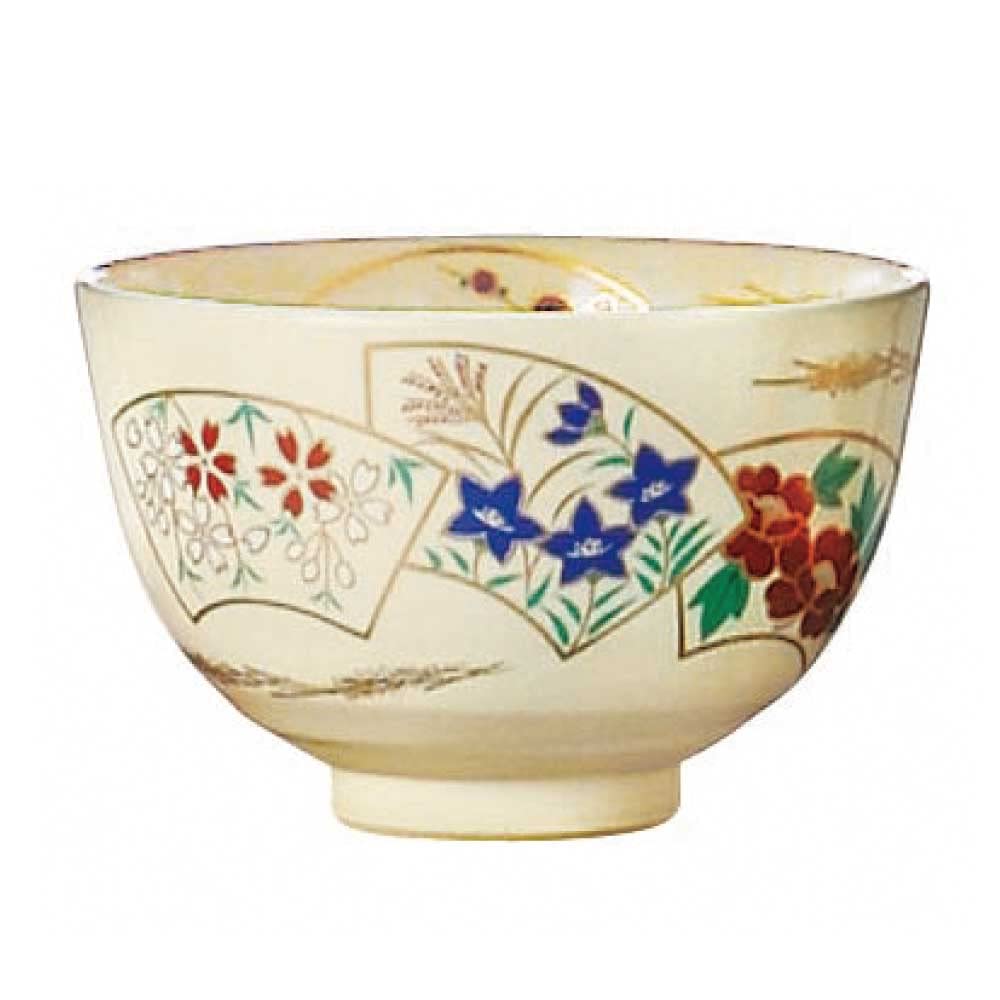 Amazon | 抹茶茶碗 抹茶碗 茶碗 色絵茶碗 扇面 一客 茶道具 お稽古