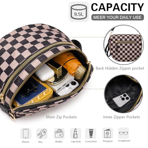 Pure Colour Crossbody Bum Bags for Women Spacious Checkered Cross body Bag Nylon Trendy Fanny Pack for Travel by ONLYSIEM - Used condition - Image 4