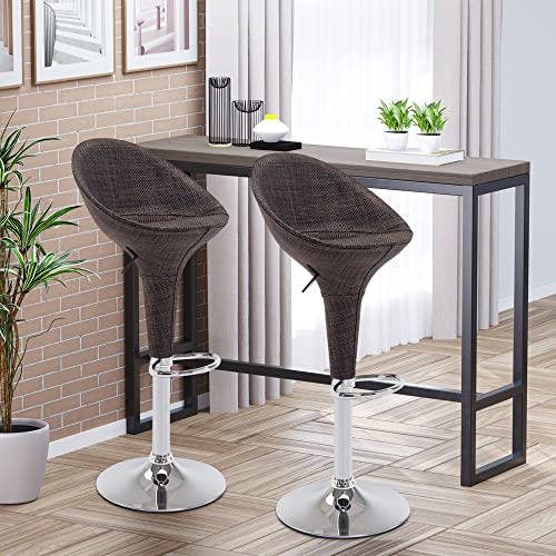Homcom Adjustable Bar Stools Set Of 2, Rattan Bar Height Barstools With Swivel For Pub Counter Kitchen #TOP1