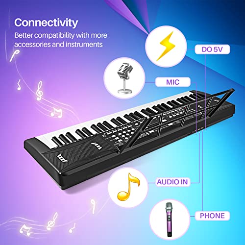 Belens 61 Keys Electronic Digital Piano, Portable Keyboard Piano With Built-In Speaker And Microphone, Sheet Stand And Power Supply,Keyboard Piano Teaching Gift For Beginners Electric. #TOP4