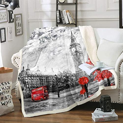 Couverture Polaire 80x150 cm Big Ben à Londres, 3D Big Ben à Londres Chaude Plaid Polaire, Douce Plaid Canape en Microfibre, Couverture Lit, Jeté de Canapé,pour Enfant Adulte