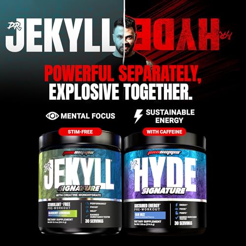 Image of ProSupps Dr. Jekyll Signature Pre Workout Powder with Creatine - Stim-Free Preworkout Supports Focus & Endurance - Caffeine-Free Gym & Fitness Supplements (Blueberry Lemonade, 30 Servings)