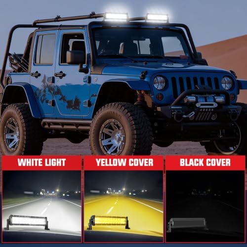 Image of Nilight 13.5 Inch 72 W LED Light Bar with Yellow Black Covers