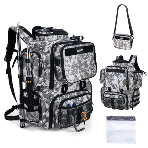 Goture Fishing Backpack, 58L Tackle Backpack with Detachable Crossbody Bag