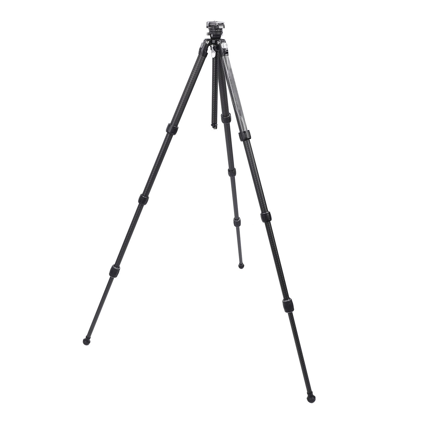 Statyw do Aparatu z Włókna Węglowego 4 Sekcje Nóg Hydrauliczna Głowica Kulowa Regulowany Statyw do Fotografii, Duża nośność, Niewielka Waga, dla Profesjonalnych Fotografów