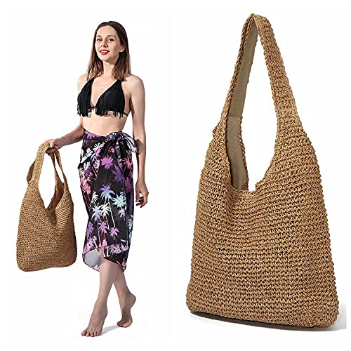 Bolso Tote de playa tejido a mano para mujer miniatura 6