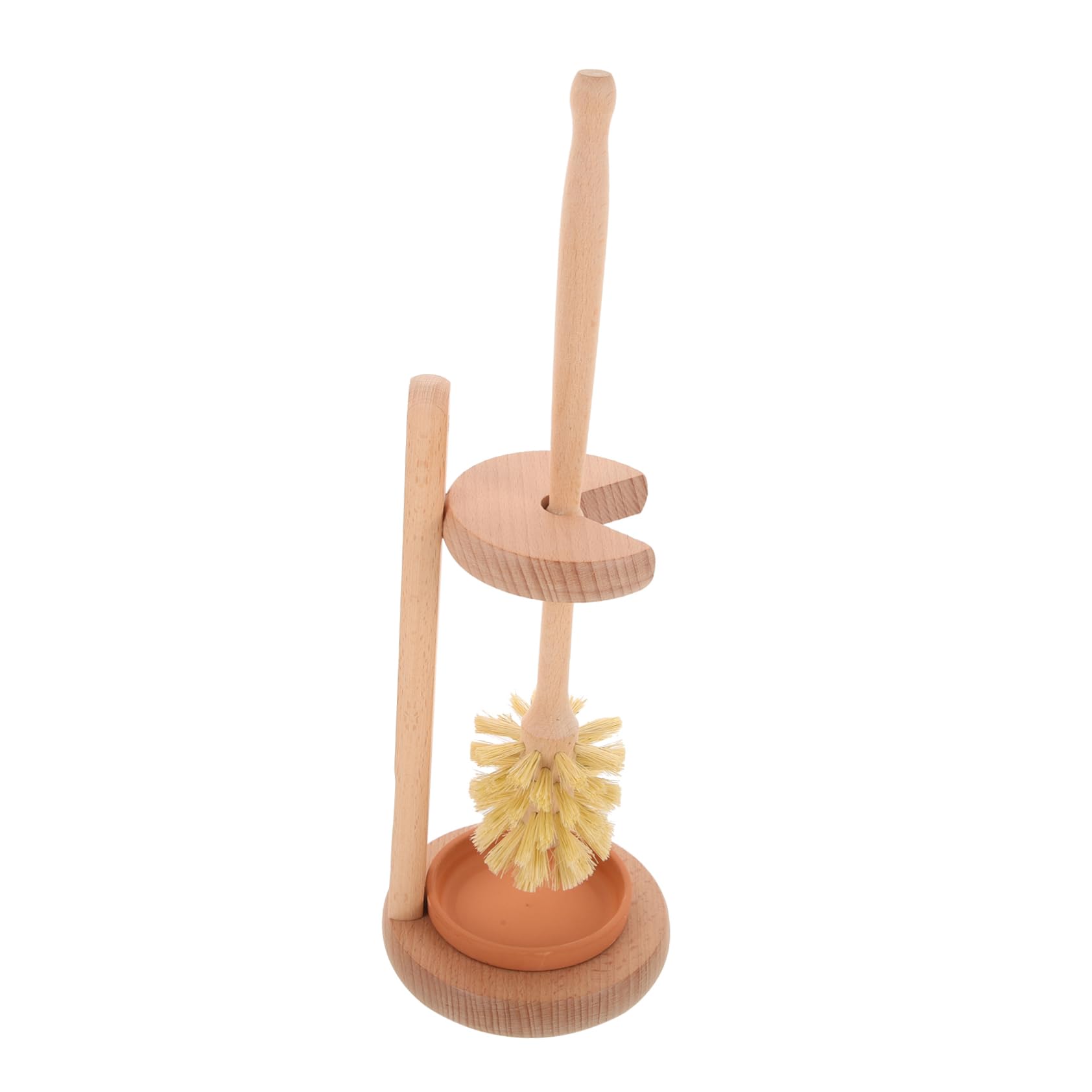 FOMIYES Juego de Escobilla No Daña la Superficie del WC para Inodoro con Soporte de Madera y Cerámica Cepillo de Limpieza para Baño y Hotel