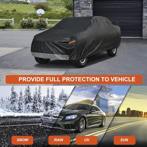 Kayme 7 Layers Truck Cover Waterproof All Weather, Heavy Duty Outdoor Pickup Cover Sun Uv Rain Protection, Universal Fit (Length Up to 240 inch) XL+.Black