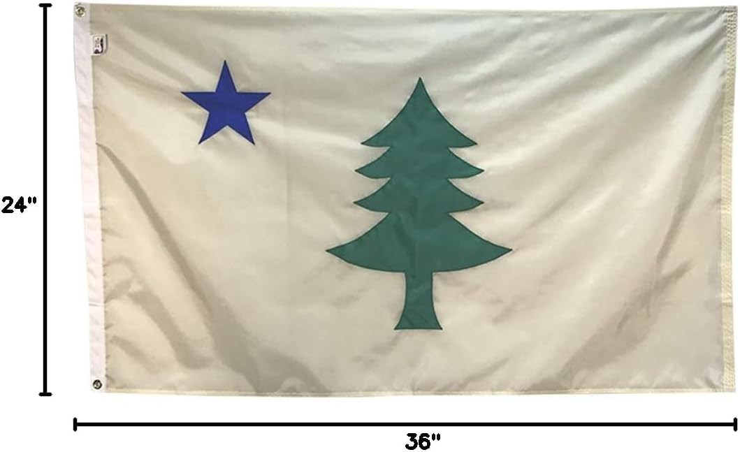 2x3' Historic 1901 Original Maine State Flag - Fully Sewn Applique Durable All-Weather Nylon, Made in USA, Indoor or Outdoor Use