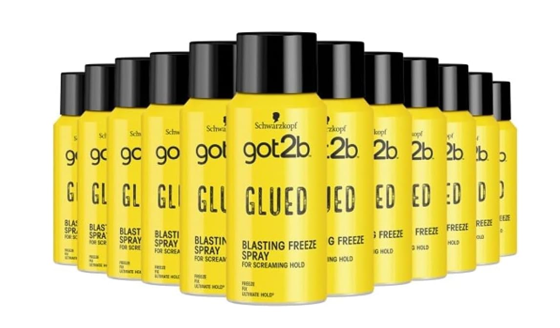 Schwarzkopf got2b Glued Hair Spray, Blasting Freeze Spray with Strong Hold 12 x 100ml