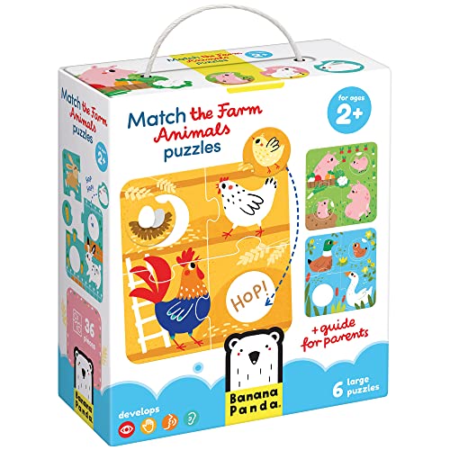 Banana Panda Match The Farm Animals Matching Game - Set Includes 6 Beginner Jigsaw Puzzles With Mix-And-Match Elements | Early Preschool Learning And Fine Motor Skills | For Ages 2 Years +, Multicolor #TOP21