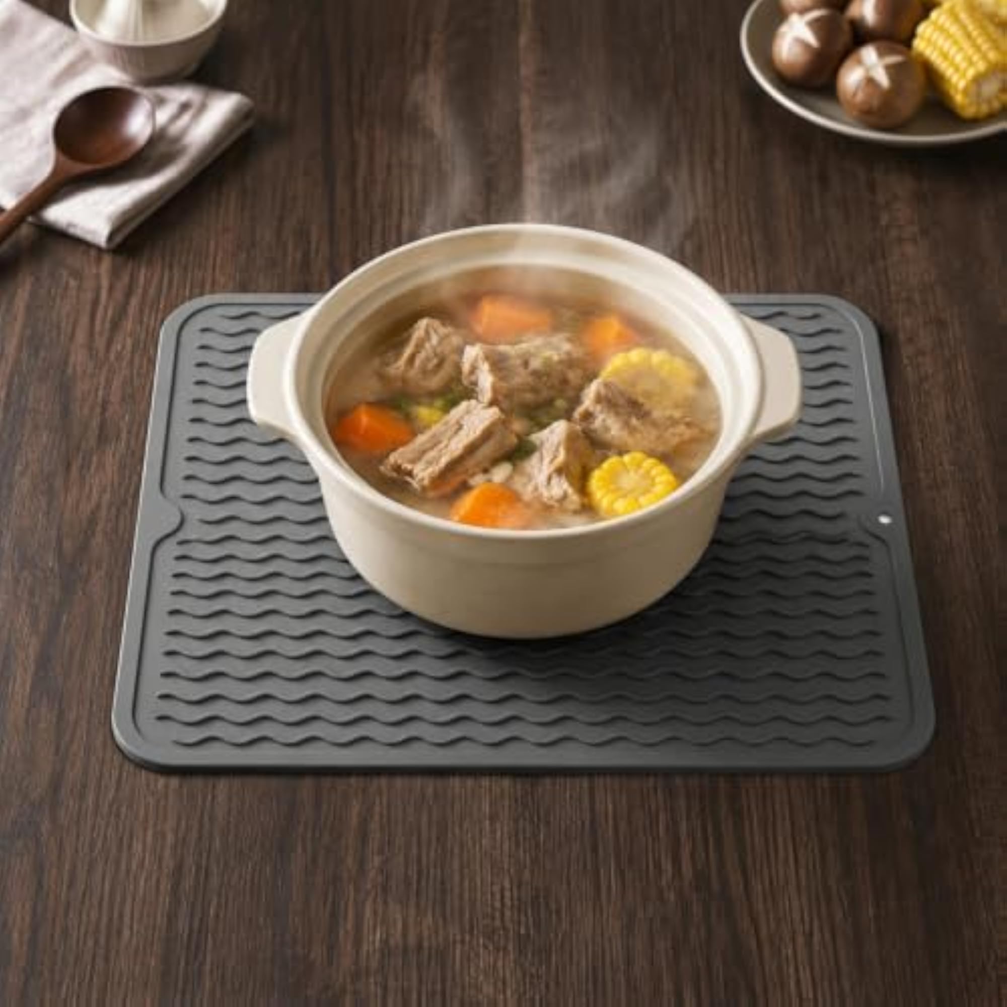 Non-Slip Dish Drying Mat with Raised Drainage Edges