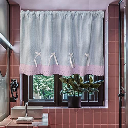 Cortina de lino de algodón a cuadros para tapar la luz del sol en ventanas de 130x80 cm 3