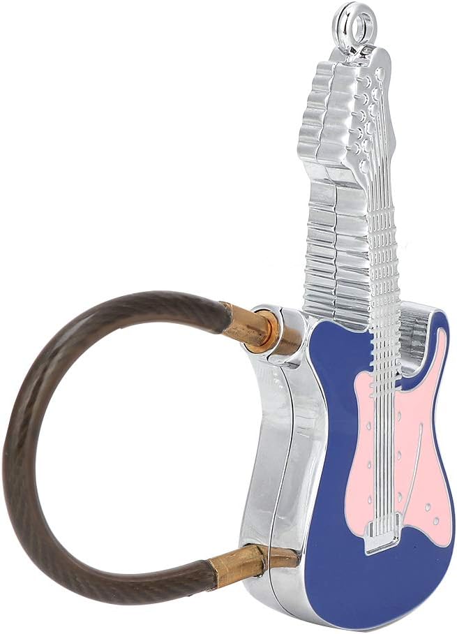01 Fingerprint Smart Padlock in guitar shape with a flexible cable shackle