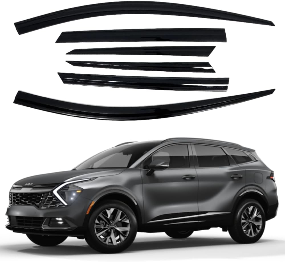 AUTOCLOVER Tape-On Rain Guards Window Visors 6 Pcs Set for Kia Sportage 2023 2024 2025 / Window Deflectors, Out-Channel Vent Shades (Smoked)