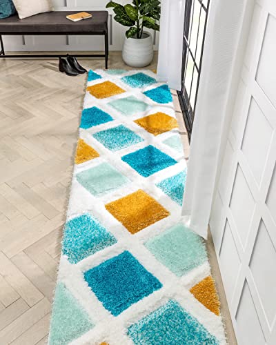Image of Super Ultra Modern Soft Shaggy Handcrafted Anti-Skid Silk Touch Carpet, Size 2x6 Feet, Color Multi