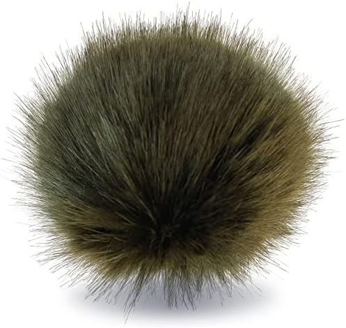Wohnkult Bobble Set | 3 x Faux Fur Bobbles | Available in 26 Selection | Fur Pom Pom Diameter 15-17 cm Pompom for Hats with Thread (Olive Green)